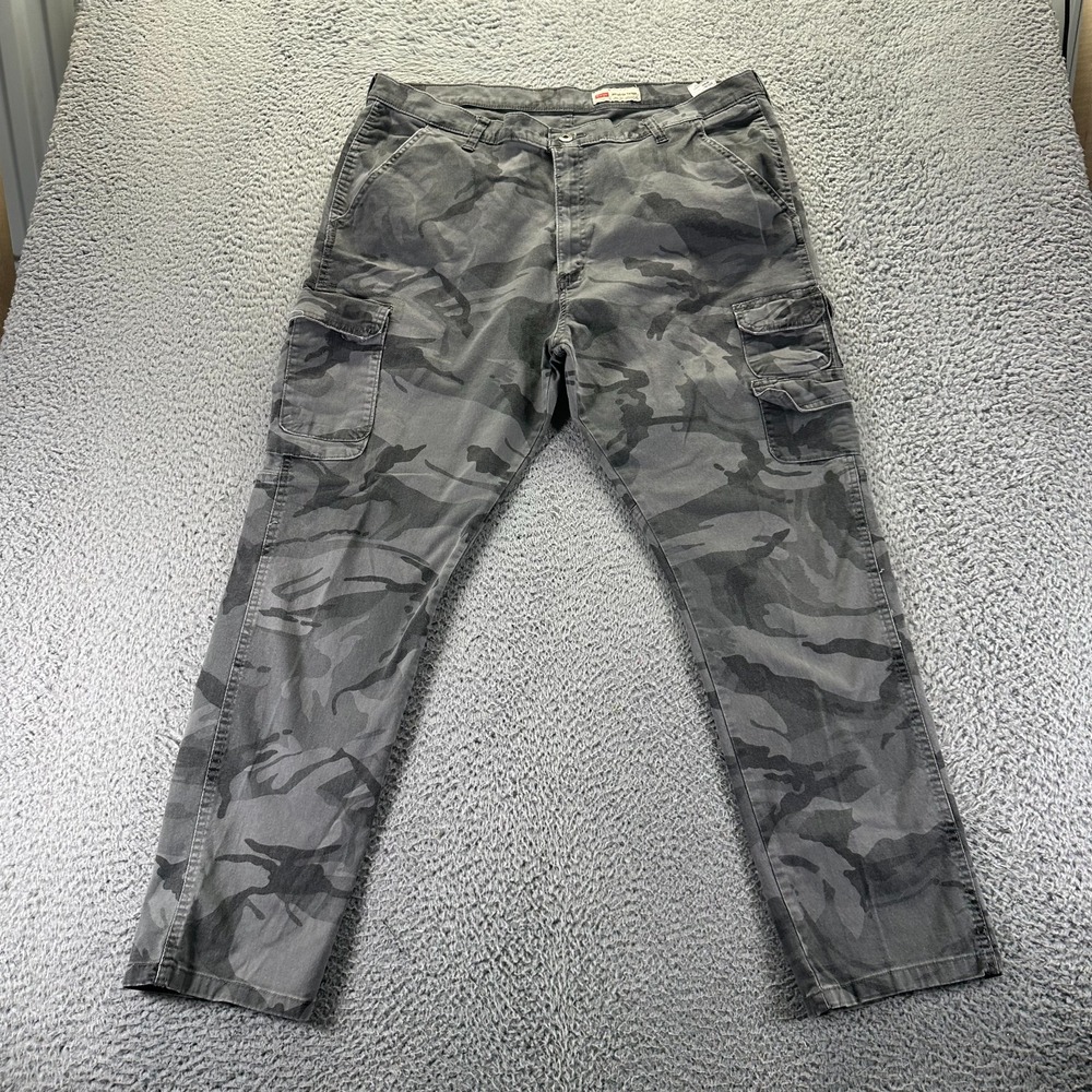 Wrangler Pant Mens 40x30 Gray Camo Cotton Cargo Tapered Stretch Utility Workwear